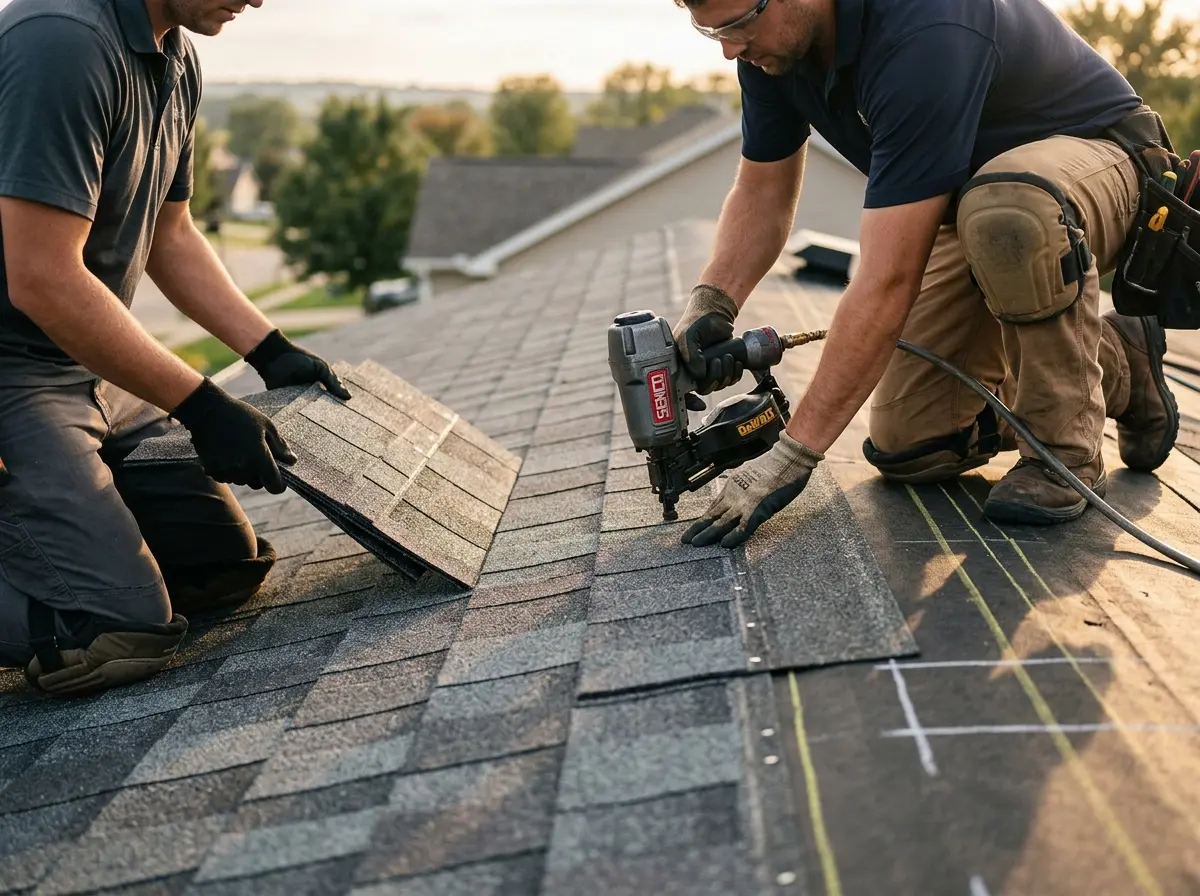 Professional roofer working on a residential roof in Williamsport